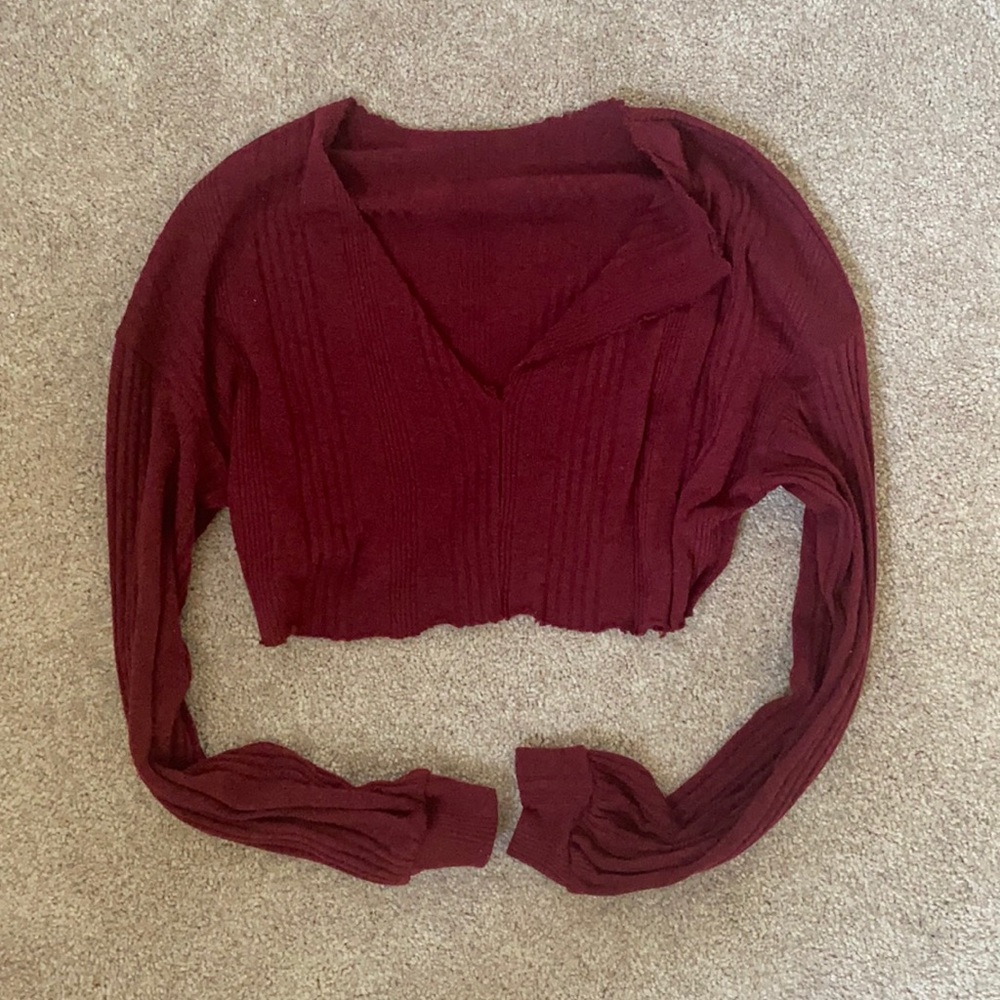 Deep v crop long sleeve
